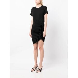 Veronica Beard Jeans Black Ruched Drawstring T-Shirt Dress‎ Cotton Size MEDIUM